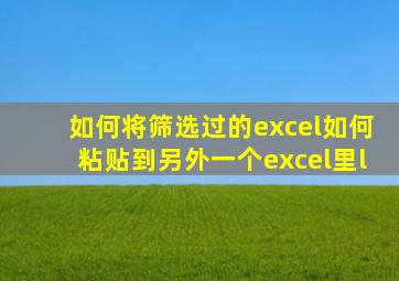 如何将筛选过的excel如何粘贴到另外一个excel里l