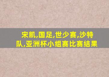 宋凯,国足,世少赛,沙特队,亚洲杯小组赛比赛结果