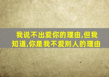 我说不出爱你的理由,但我知道,你是我不爱别人的理由